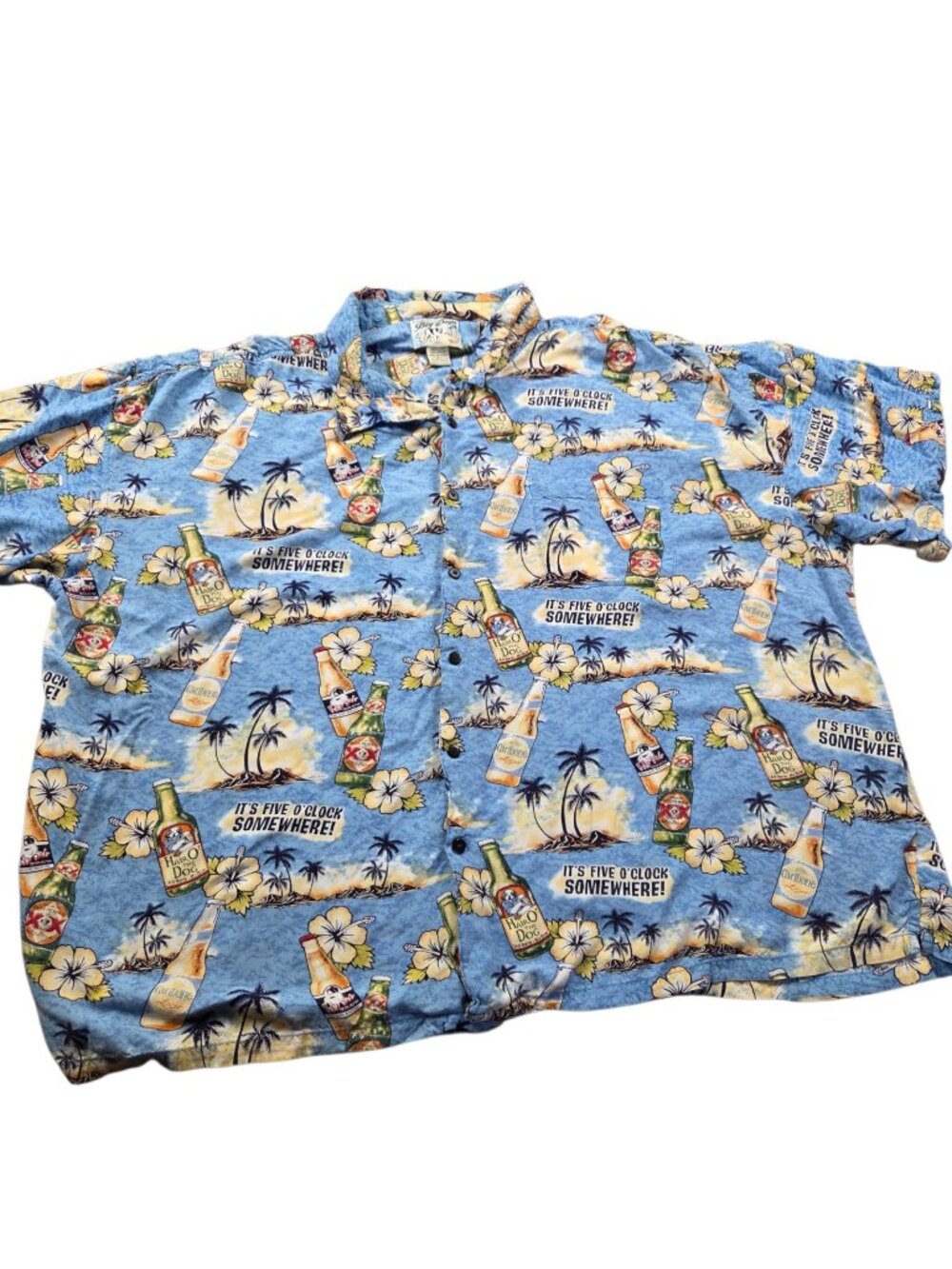Big Dogs Shirt Mens 5XL Hawaiian Tropical Button Up Short Sleeve